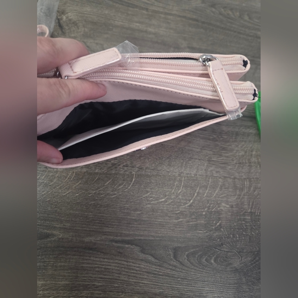 Tommy Hilfiger Double Zip Nude Pink Wristlet NWT - Picture 7 of 7